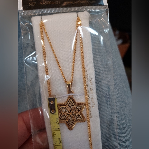 NWT Star of David necklace, made and purchased in Toledo Spain, 24k gold plated - Picture 2 of 5